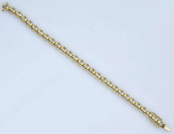Tennis Armband 585/000 14 K Gelbgold 28 Brillanten zus. 2,00 ct, 19 cm