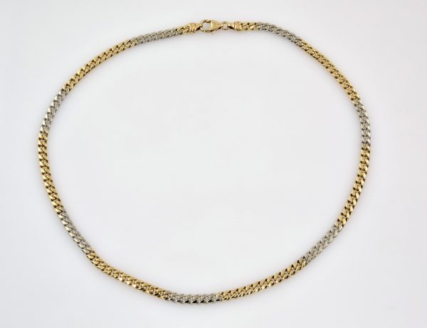 Panzerkette 45 cm 585/000 14 K Gelb- Weißgold