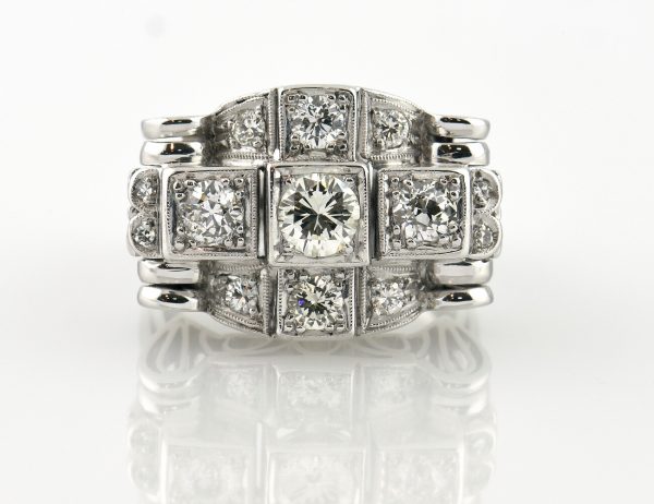 Diamant Ring 585 14 K Weißgold 13 Diamanten zus. 1,50 ct
