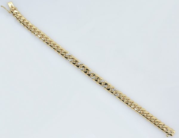 Flachpanzer Armband 585/000 14 K Gelbgold 20 Diamanten zus. 0,10 ct 19 cm