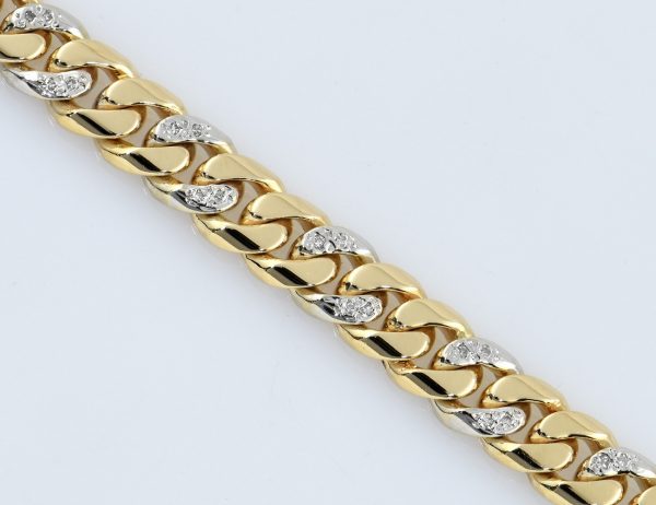 Flachpanzer Armband 585/000 14 K Gelbgold 20 Diamanten zus. 0,10 ct 19 cm