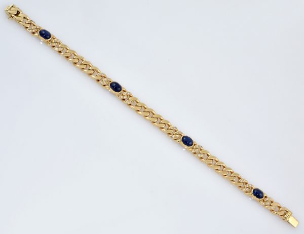 Armband Saphir 585/000 14 K Gelbgold 48 Brillanten zus. 0,50 ct 19,50 cm