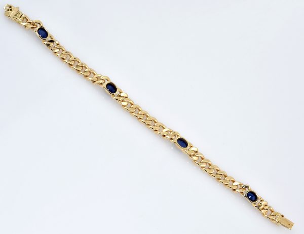 Armband Saphir 585/000 14 K Gelbgold 48 Brillanten zus. 0,50 ct 19,50 cm