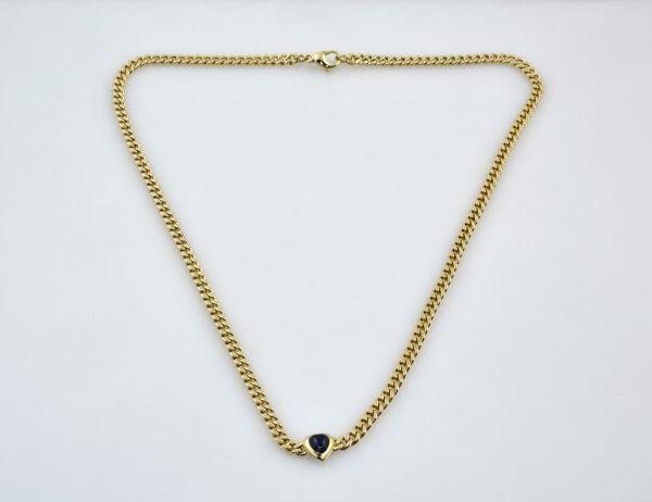Panzerkette 48 cm 585/000 14 K Gelbgold Saphir