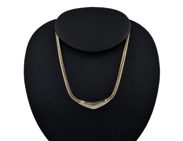 Kette 585/000 14 K Gelbgold Collier 13 Brillanten zus. 0,65 ct, 40 cm lang