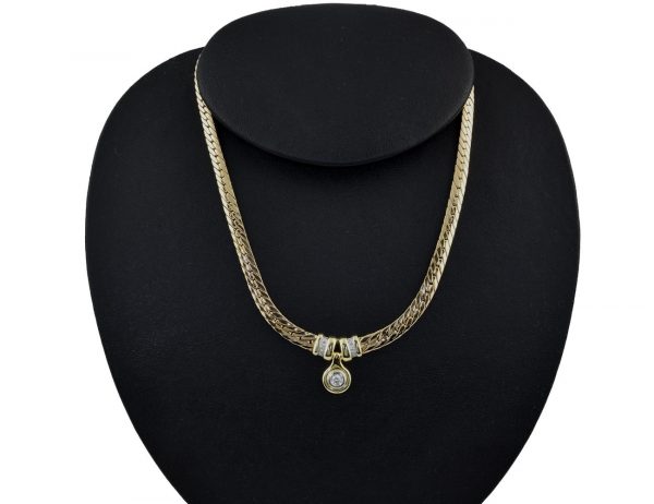 Kette 585/000 14 K Gelbgold Collier 7 Brillanten zus. 0,25 ct, 42 cm lang