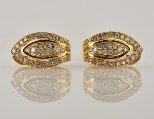 Ohrstecker 750 18 K Gelbgold, 72 Diamanten zus. 1,10 ct