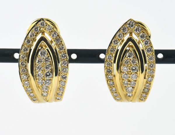 Ohrstecker 750 18 K Gelbgold, 72 Diamanten zus. 1,10 ct