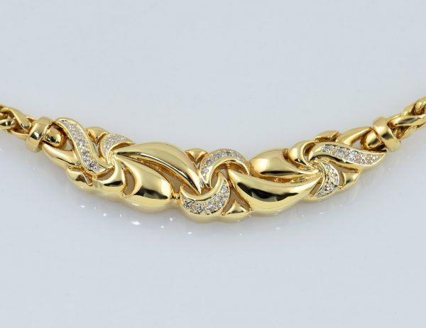 Kette 585/000 14 K Gelbgold Collier 16 Brillanten zus 0,10 ct, 46 cm lang