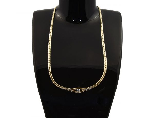 Kette 585/000 14 K Gelbgold Collier 11 Brillanten zus. 0,40 ct, 42 cm lang