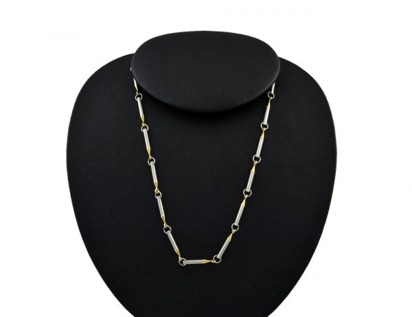 Kette 42 cm 950 Platin und 750/000 18 K Gelbgold