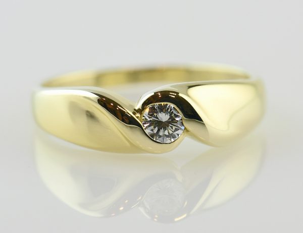 Diamant Solitär Ring 585/000 14 K Gelbgold Brillant 0,15 ct