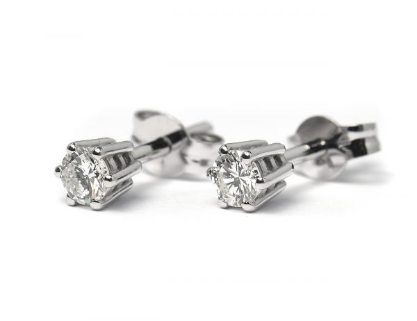 Solitär Brillant Ohrstecker Ohrringe 585 14K Weißgold, 2 Diamanten zus. 0,398 ct