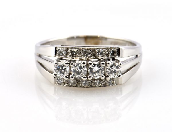 Diamond Ring 585/000 14K White Gold, 14 Diamonds, Total 0.50 ct