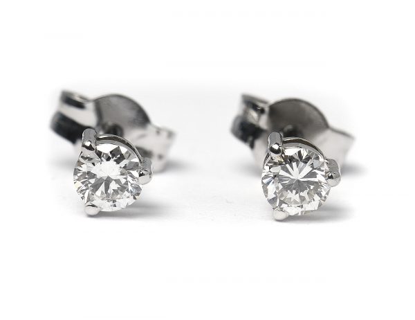 Solitär Brillant Ohrstecker Ohrringe 585 14K Weißgold, 2 Diamanten zus. 0,347 ct