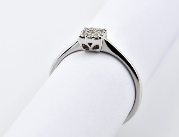 Diamant Ring 585/000 14 K Weißgold 9 Brillanten 0,15 ct