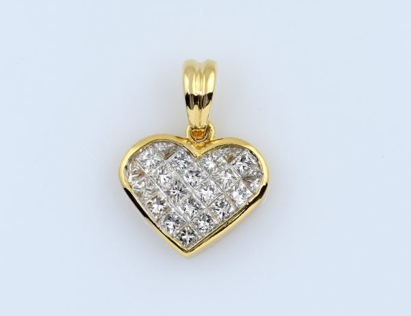 Anhänger Herz Diamant 750/000 18 K Gelbgold 21 Diamanten zus. 1,00 ct