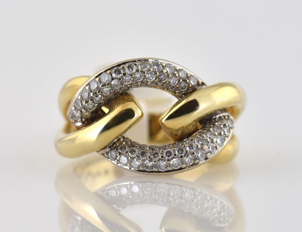Diamond Ring 585/000 14K Yellow Gold, 68 Brilliant-Cut Diamonds, Total 0.69 ct