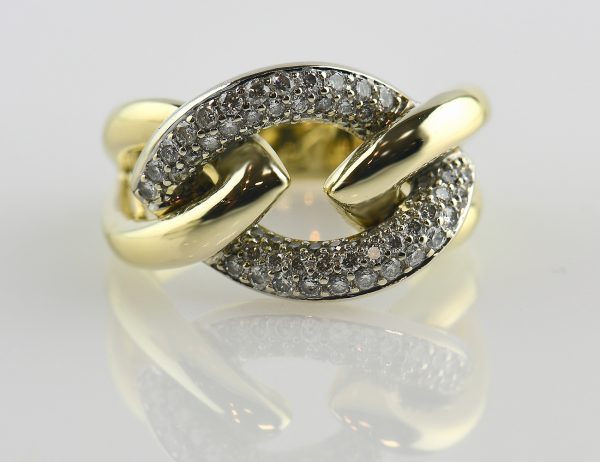 Diamond Ring 585/000 14K Yellow Gold, 68 Brilliant-Cut Diamonds, Total 0.69 ct