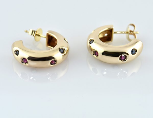 Creolen Saphir Rubin Smaragd 333/000 8 K Gelbgold Ohrring