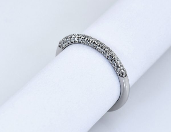 Memoire Ring 585/000 14 K Weißgold 48 Brillanten Lab Crown CVD zus. 0,50 ct