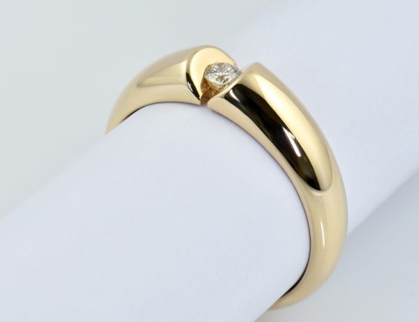 Diamant Solitär Ring 585/000 14 K Gelbgold Brillant 0,09 ct