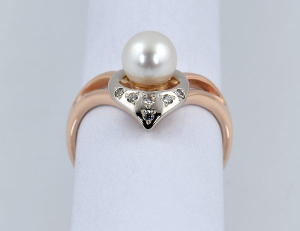 Ring Perle 585/000 14 K Rotgold Zirkonia