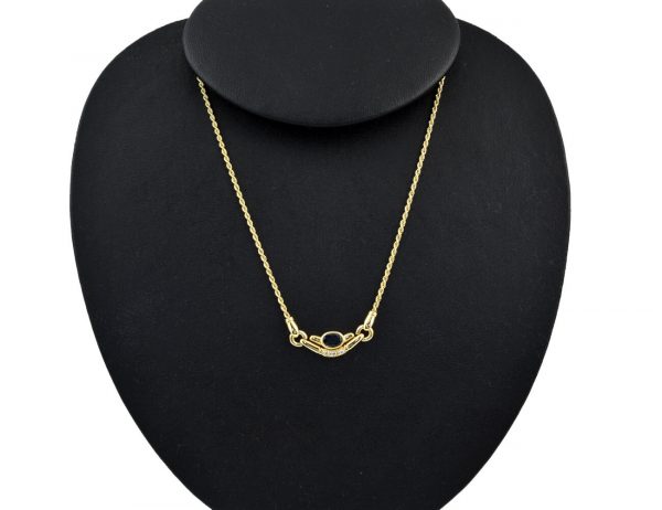 Kette Saphir 750/000 18 K Gelbgold 3 Brillanten zus. 0,06 ct 39 cm lang