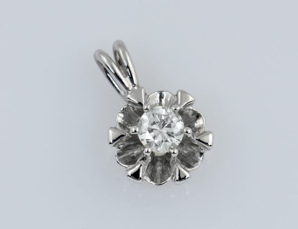 Solitär Anhänger Diamant 585/000 14 K Weißgold  Brillant 0,25 ct