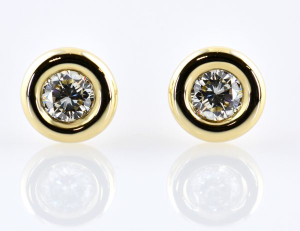 Solitär Brillant Ohrstecker Ohrringe 585 14 K Gelbgold, 2 Diamanten zus. 0,19 ct