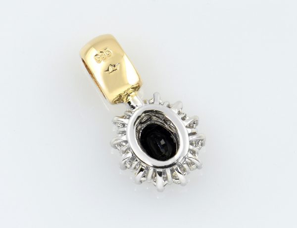 Anhänger 585/000 14 K Gelbgold Saphir 12 Brillanten zus. 0,24 ct
