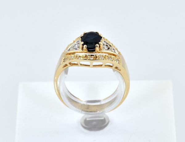 Saphir Diamant Ring 585/000 14 K Gelbgold 18 Diamanten zus. 0,20 ct
