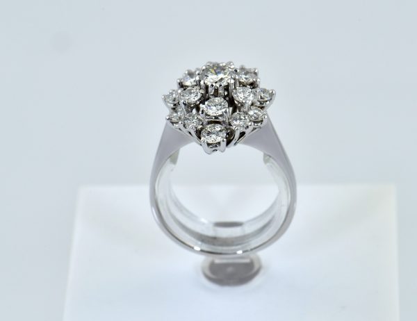 Diamant Ring 585/000 14 K Weißgold 19 Brillanten zus. 1,81 ct