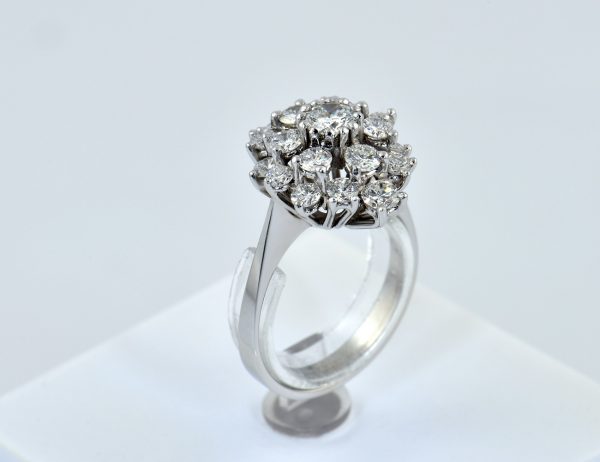 Diamant Ring 585/000 14 K Weißgold 19 Brillanten zus. 1,81 ct