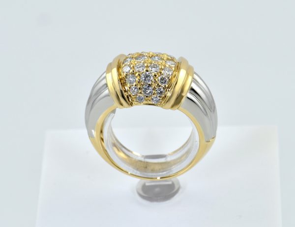 Diamant Ring 750/000 18 K Gelbgold 30 Brillanten zus. 0,80 ct