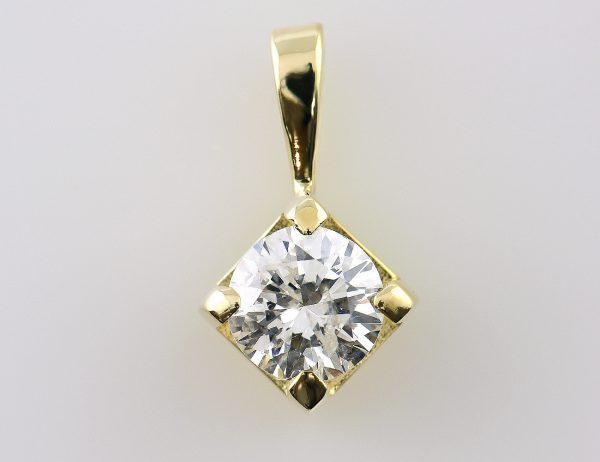 Solitär Anhänger Diamant 585/000 14 K Gelbgold Brillant 0,60 ct