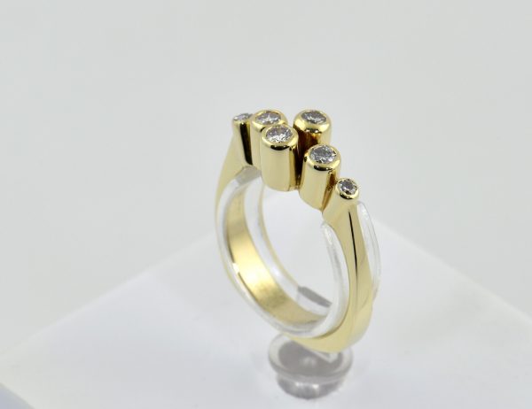 Diamant Ring 585/000 14 K Gelbgold 6 Brillanten zus. 0,34 ct