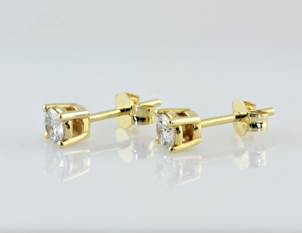 Solitär Brillant Ohrstecker Ohrringe 585 14 K Gelbgold, 2 Diamanten zus. 0,52 ct