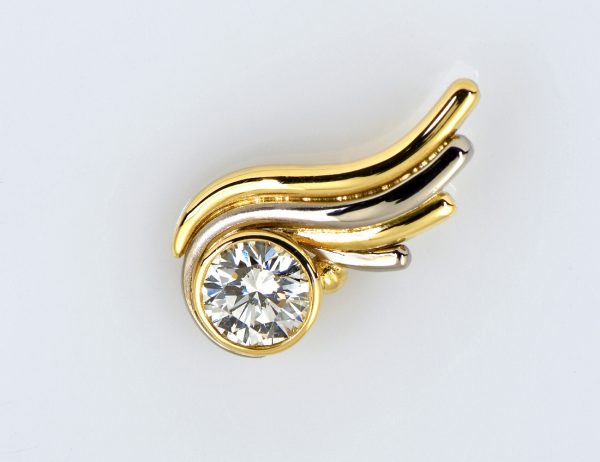 Pendentif solitaire en diamant, or jaune/blanc 750/000 18 carats, diamant taille brillant de 0,55 ct