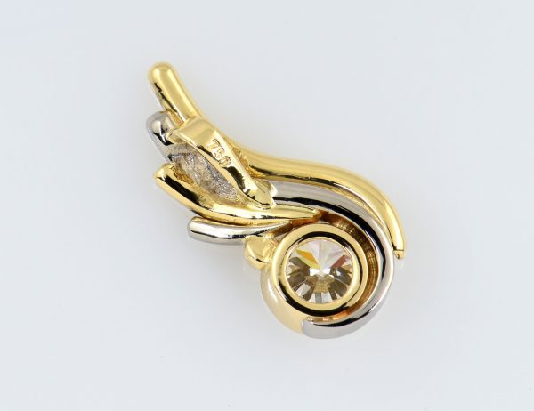Pendentif solitaire en diamant, or jaune/blanc 750/000 18 carats, diamant taille brillant de 0,55 ct