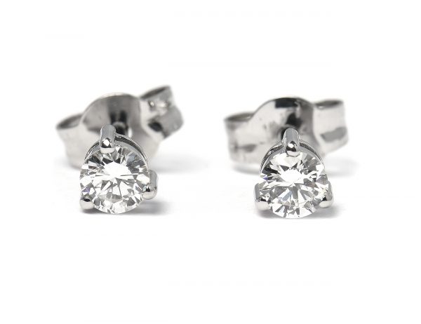Solitär Brillant Ohrstecker Ohrringe 585 14K Weißgold, 2 Diamanten zus. 0,331 ct