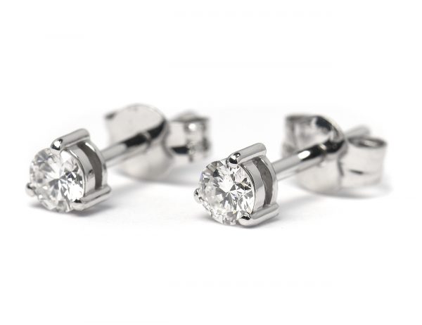 Solitär Brillant Ohrstecker Ohrringe 585 14K Weißgold, 2 Diamanten zus. 0,331 ct