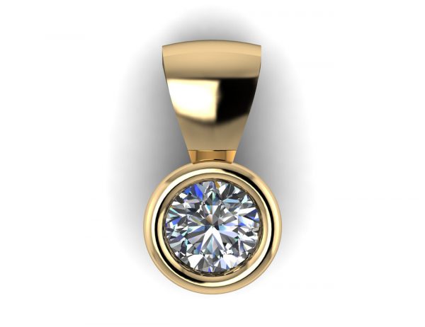Diamond Solitaire Pendant, 585/000 14K Yellow Gold, 1 Brilliant-Cut Diamond, 0.12 ct