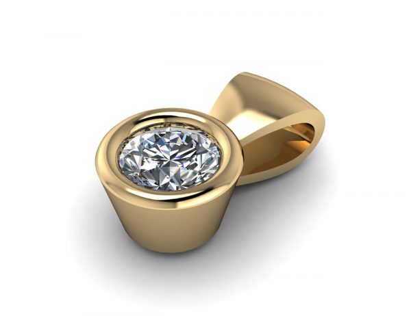 Diamond Solitaire Pendant, 585/000 14K Yellow Gold, 1 Brilliant-Cut Diamond, 0.12 ct