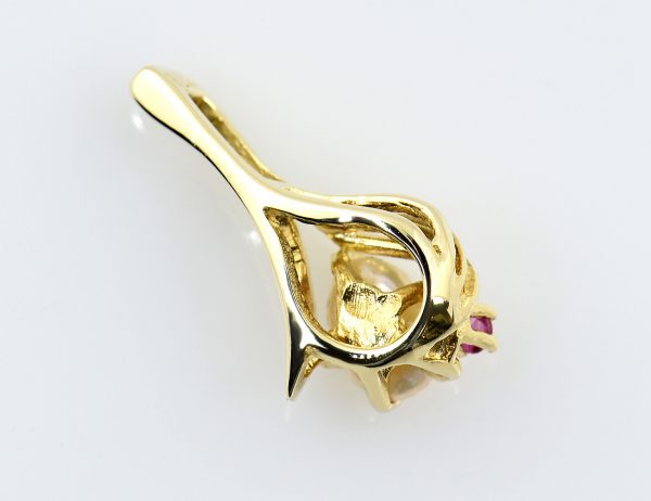 Anhänger Süßwasser-Perle 585/000 14 K Gelbgold Rubin