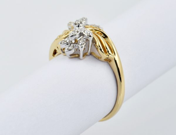 Diamantring 585/000 14 K Gelbgold 11 Brillanten zus. 0,10 ct
