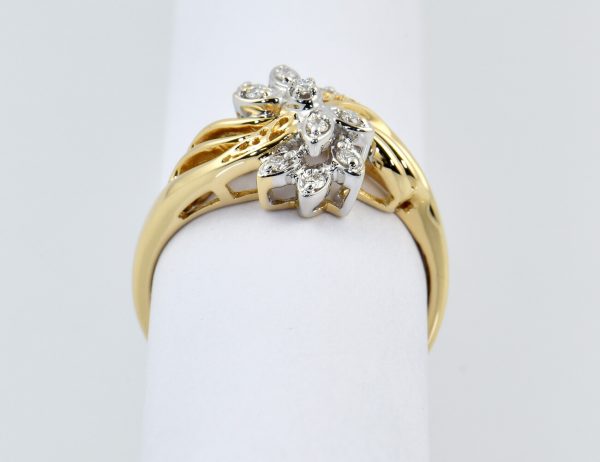 Diamantring 585/000 14 K Gelbgold 11 Brillanten zus. 0,10 ct