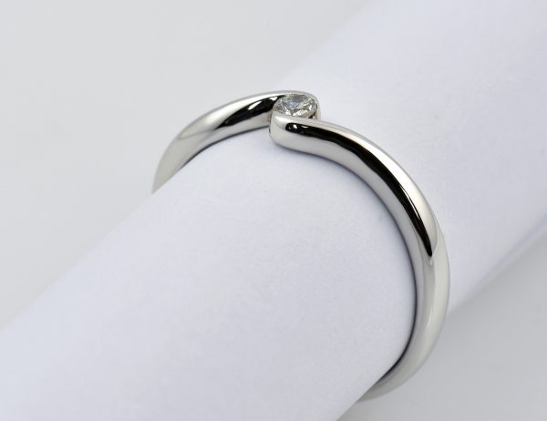 Solitär Diamant Ring 585/000 14 K Weißgold Brillant 0,08 ct