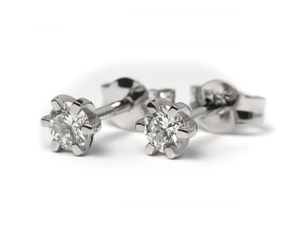 Solitär Brillant Ohrstecker Ohrringe 585 14K Weißgold, 2 Diamanten zus. 0,408 ct