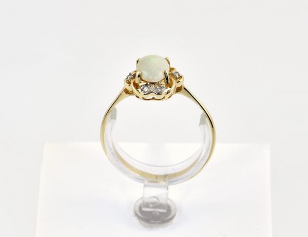 Opal Diamant Ring 585/000 14 K Gelbgold, 6 Diamanten zus. 0,06 ct